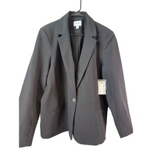 Nine West Women's Blazer Jacket XXL‎ Black One Button Career Suit Coat NWT